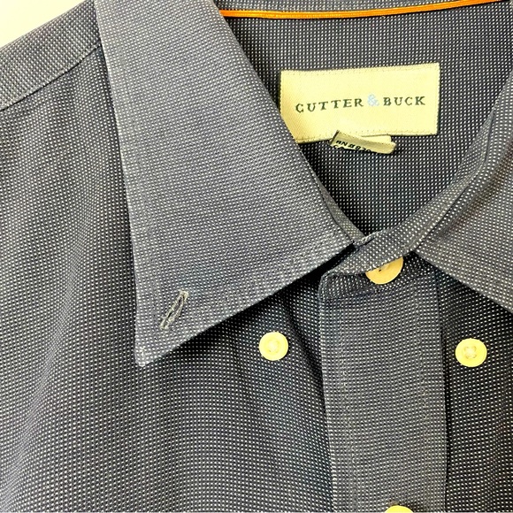 Cutter & Buck Dress Shirt Button Down Collar Short Sleeves Blue and White XXL - Picture 2 of 10